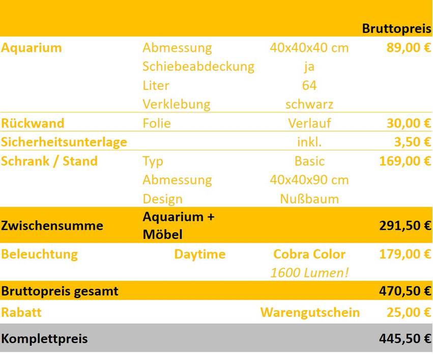 "CUBE 60 TOWER" - Aquarienkombination 40x40x40 (64 Liter)